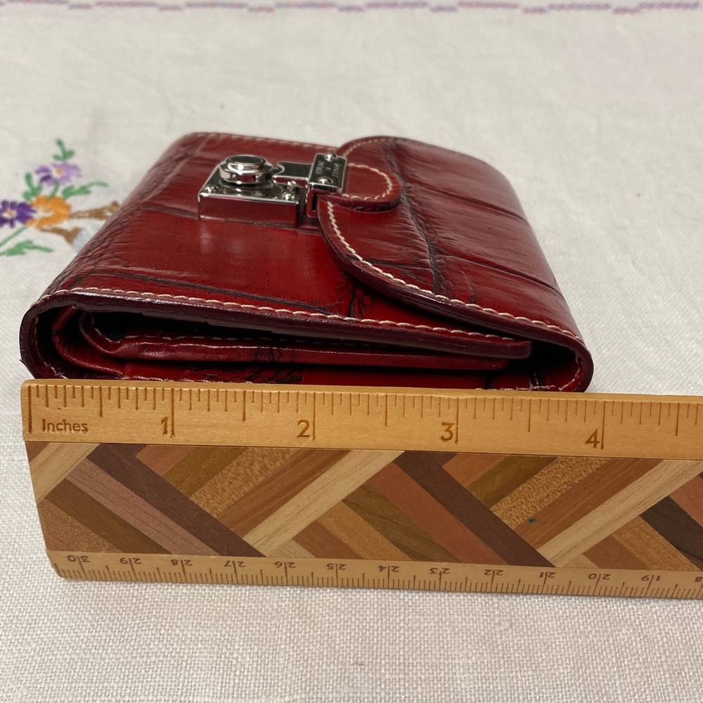 NWT Dooney & Bourke Alto Crimson Croc Embossed Leather Wallet Made in Italy 🇮🇹 - Picture 11 of 12